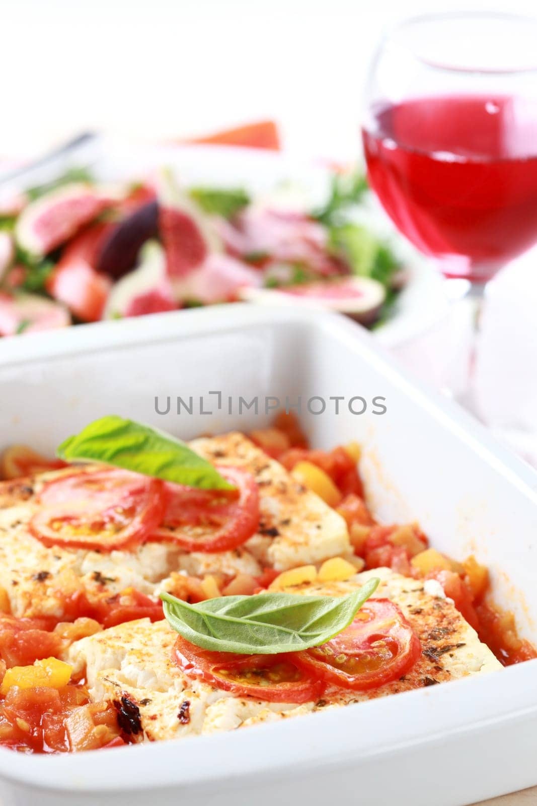 Feta cheese with hot salsa sauce