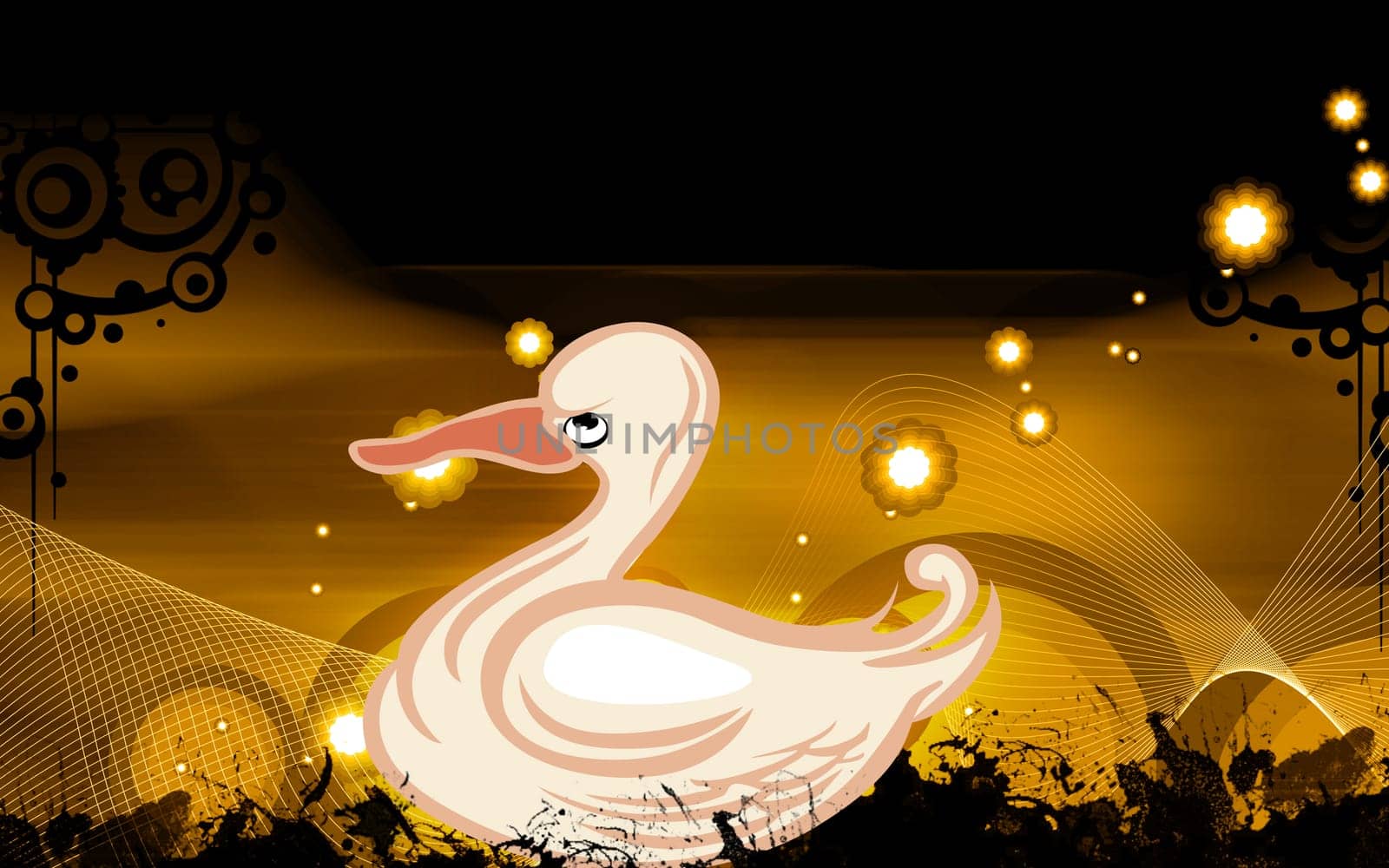 Illustration of a duck swimming