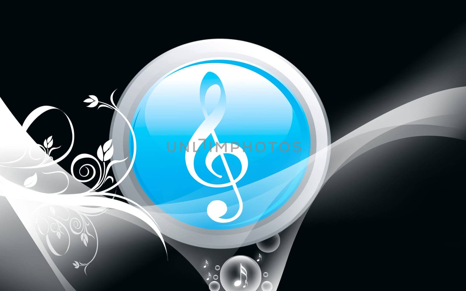 music symbol and floral designs