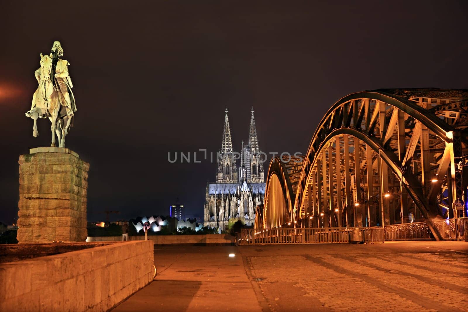 Cologne Cathedral and Hohenzollern Bridge at night