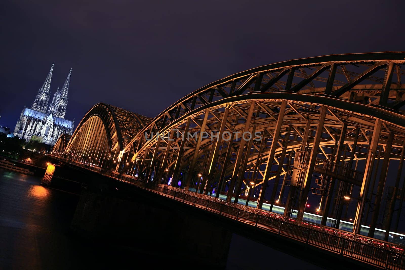 Cologne Cathedral and Hohenzollern Bridge at night