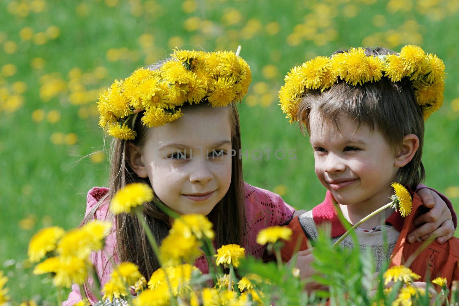 Brother and sister enjoy summer time in