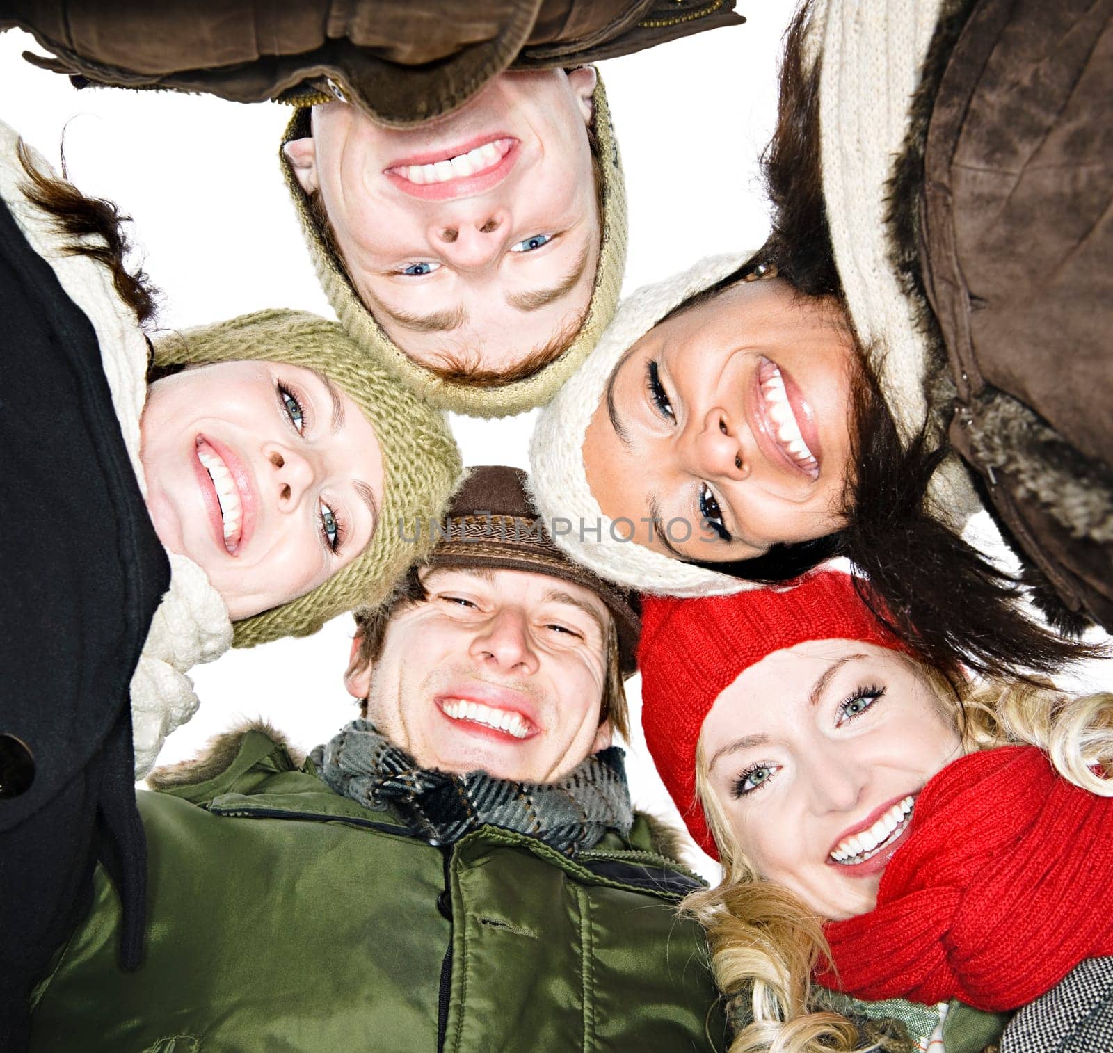 Group of friends outside in winter