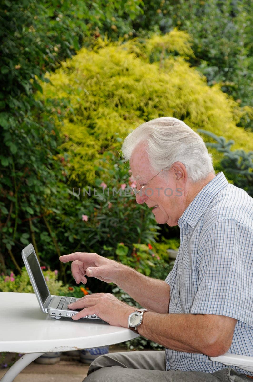 Pensioner with netbook