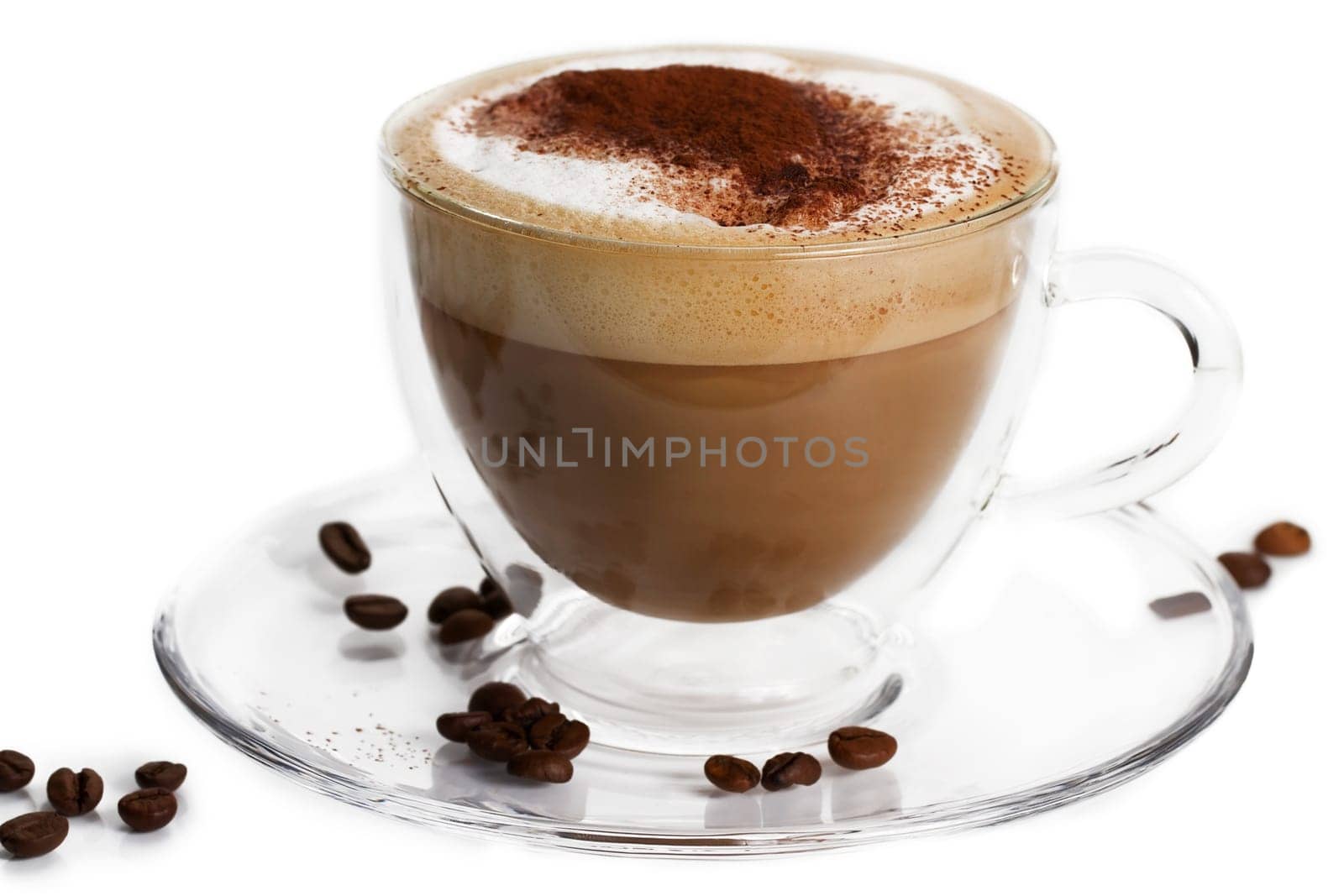 Cappuccino with coffee beans