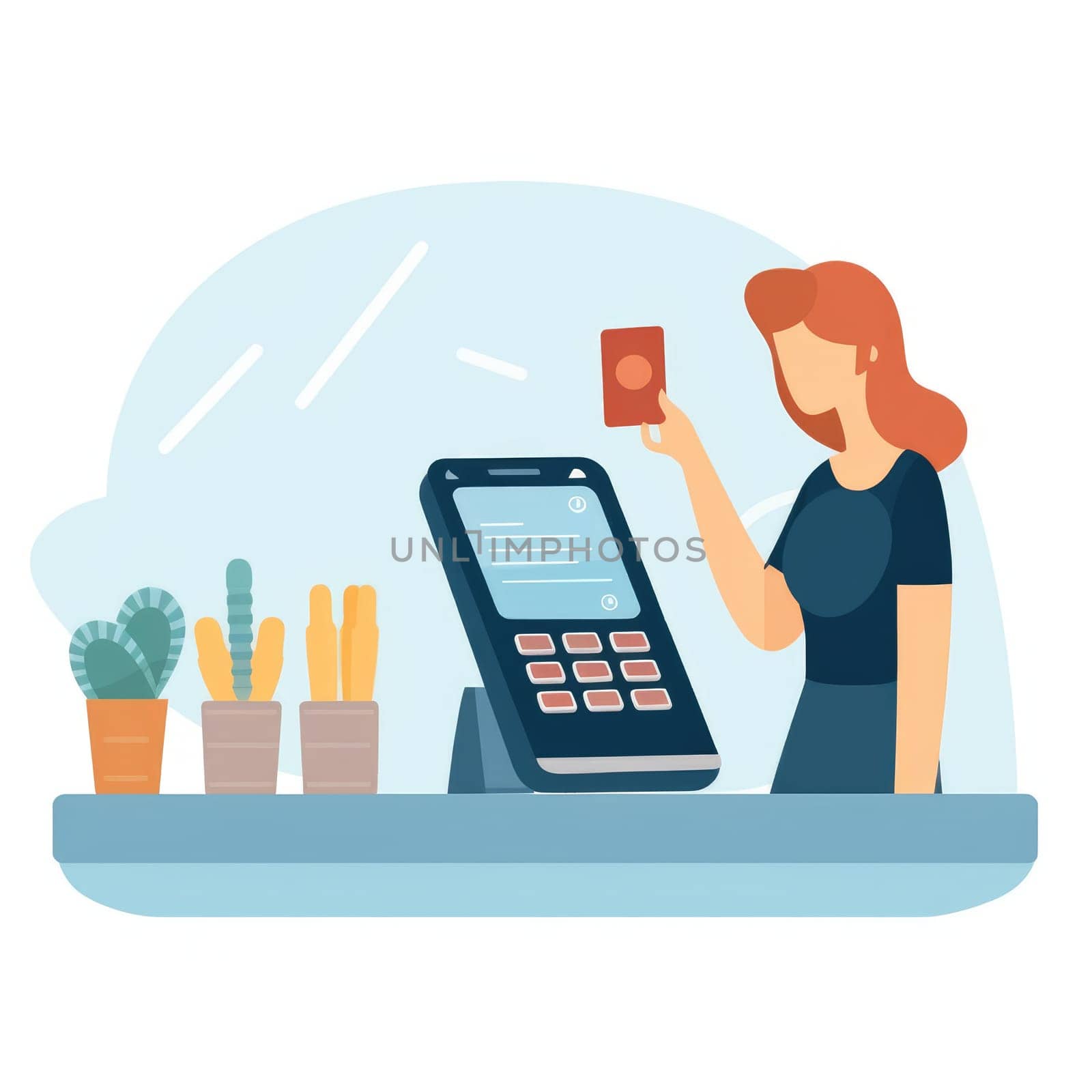 Cashless payment system set. Collection of images on which people pay with cards. Modern technology, cashless transaction, ewallet. generative ai.