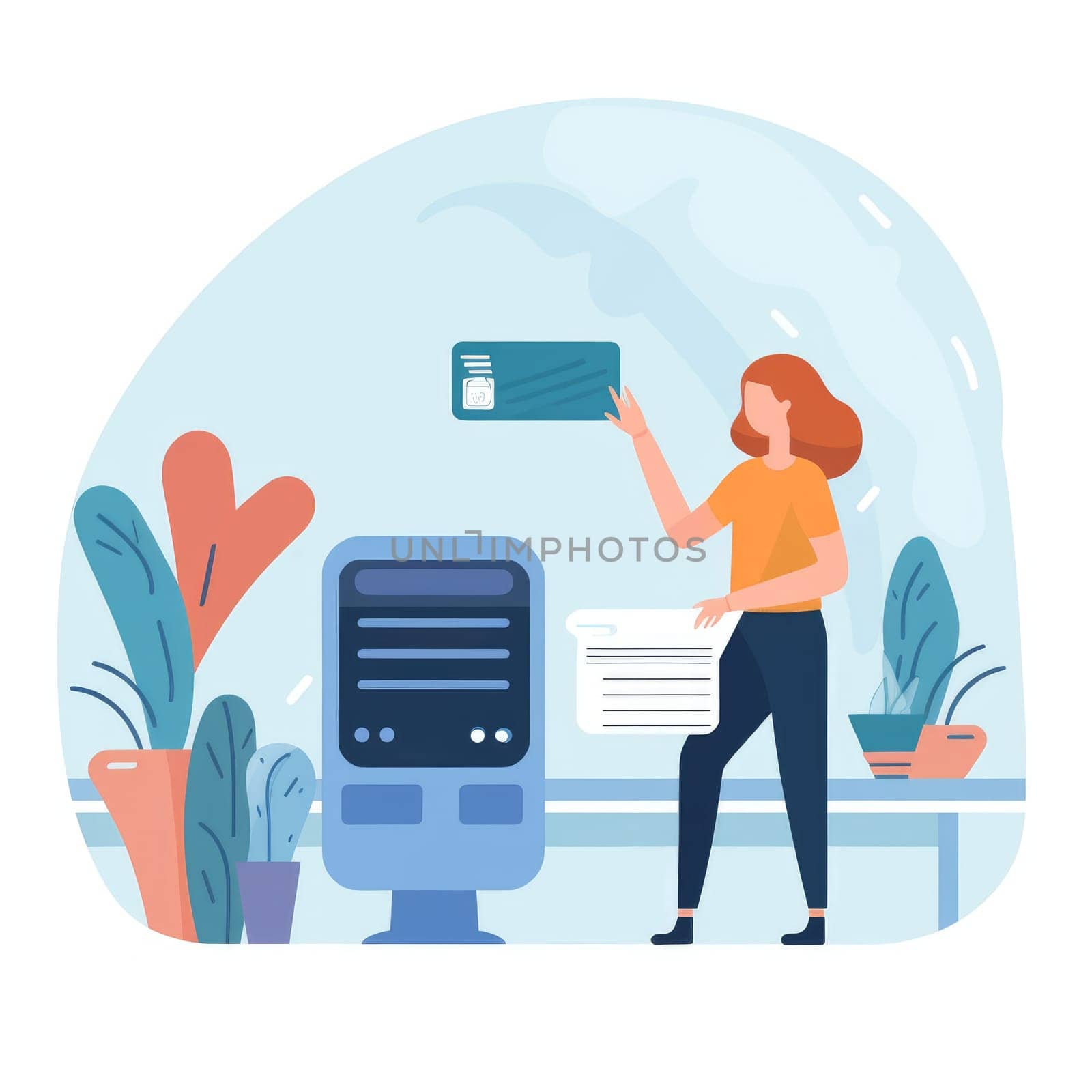 Cashless payment system set. Collection of images on which people pay with cards. Modern technology, cashless transaction, ewallet. generative ai by nateemee