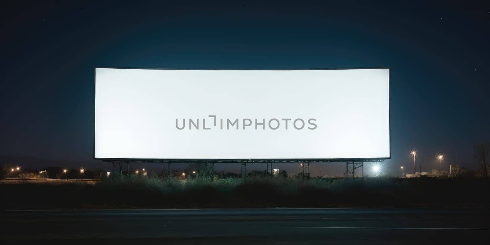 Blank white billboard signage, empty info banner, street banner. Mock up for advertisement. Generated by AI.