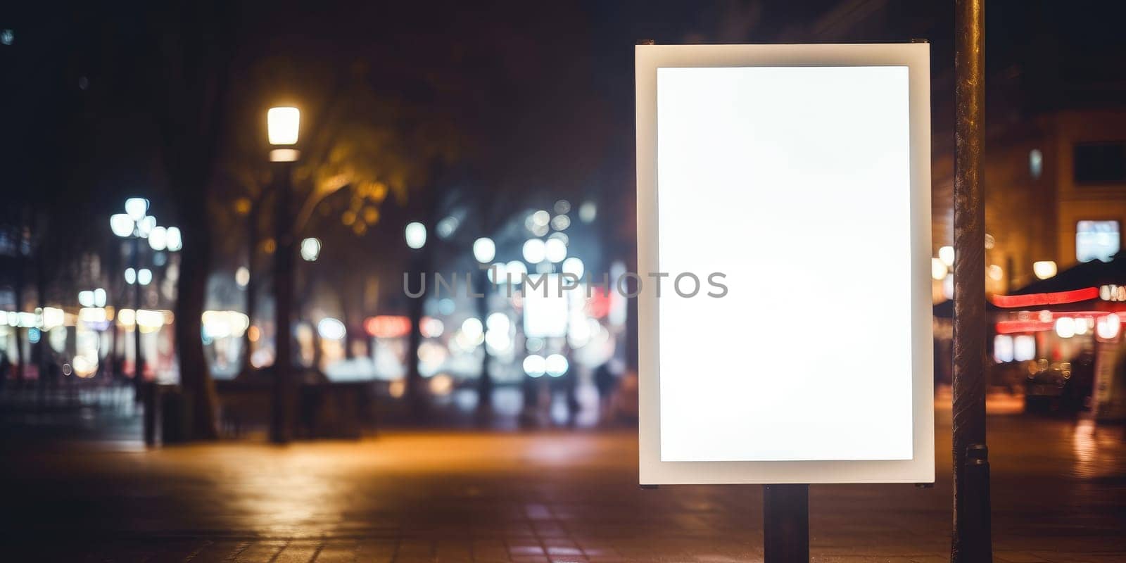 Blank white billboard signage, empty info banner, street banner. Mock up for advertisement. Generated by AI by nateemee