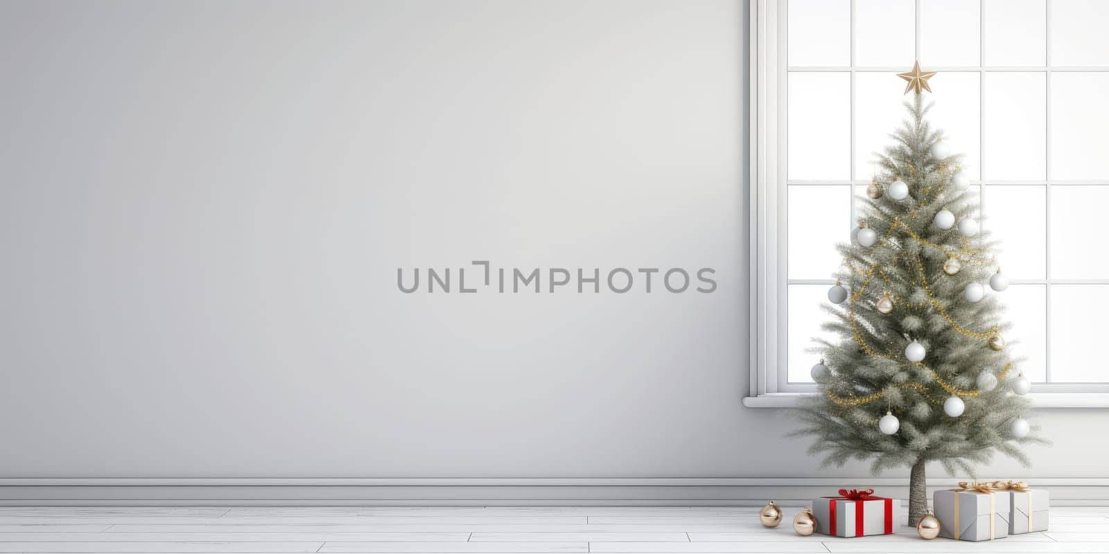 Contemporary Room. Christmas Interior Design Background. Generative AI by nateemee