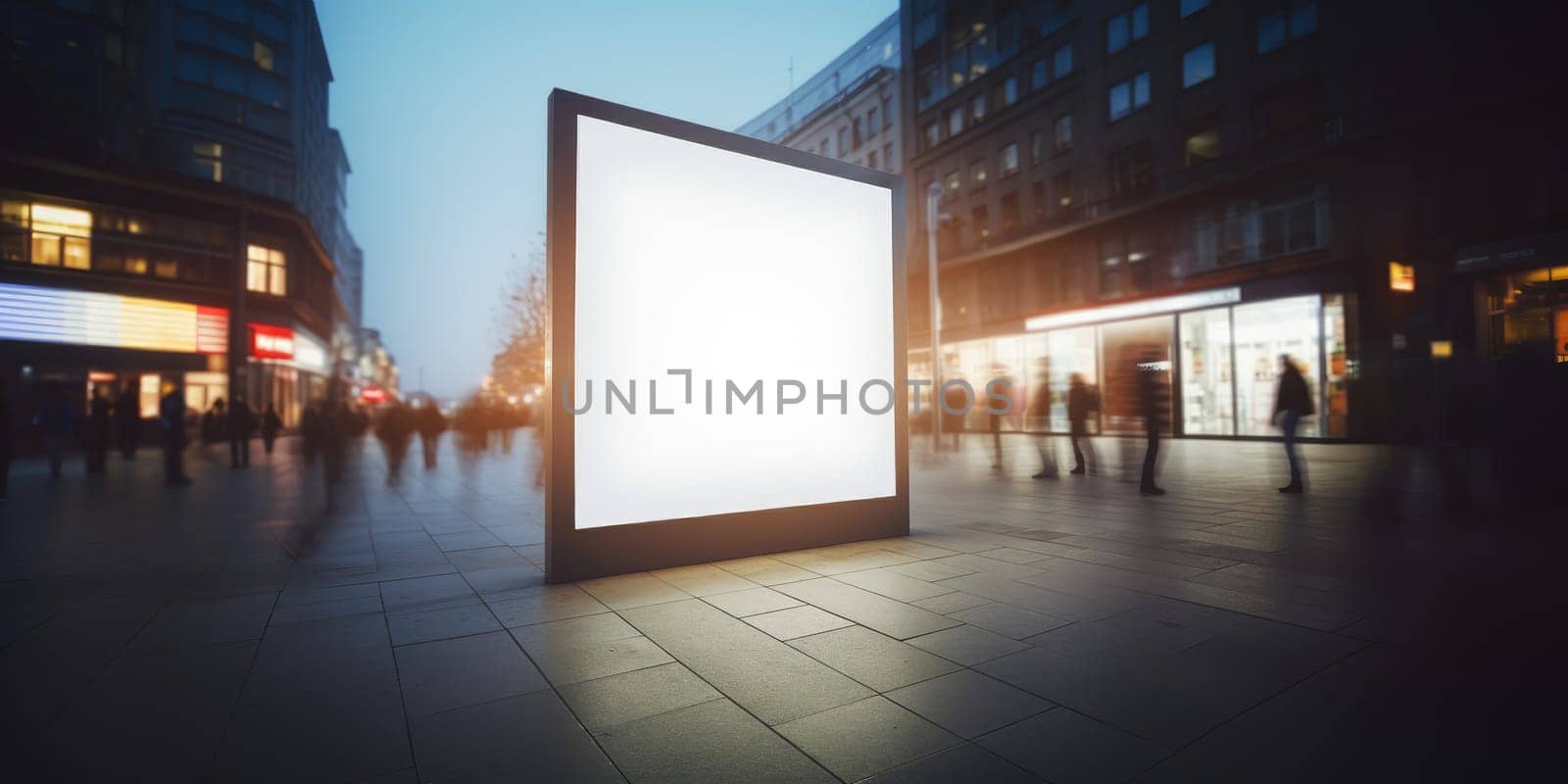 Blank white billboard signage, empty info banner, street banner. Mock up for advertisement. Generated by AI by nateemee