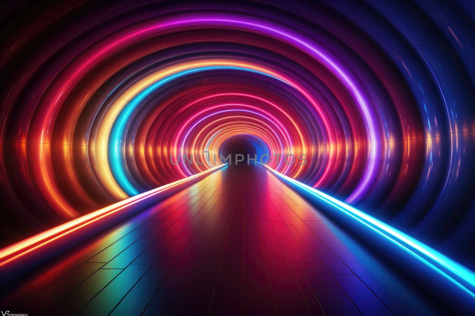 Abstract futuristic background Data light Transfer. technology concept. Futuristic cyberspace background. Generative AI.