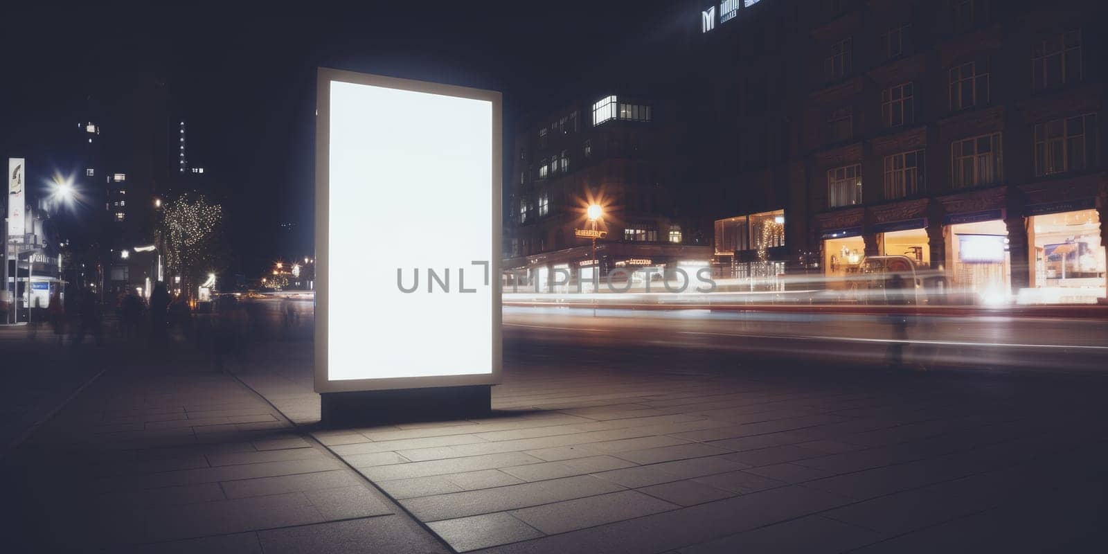 Blank white billboard signage, empty info banner, street banner. Mock up for advertisement. Generated by AI.