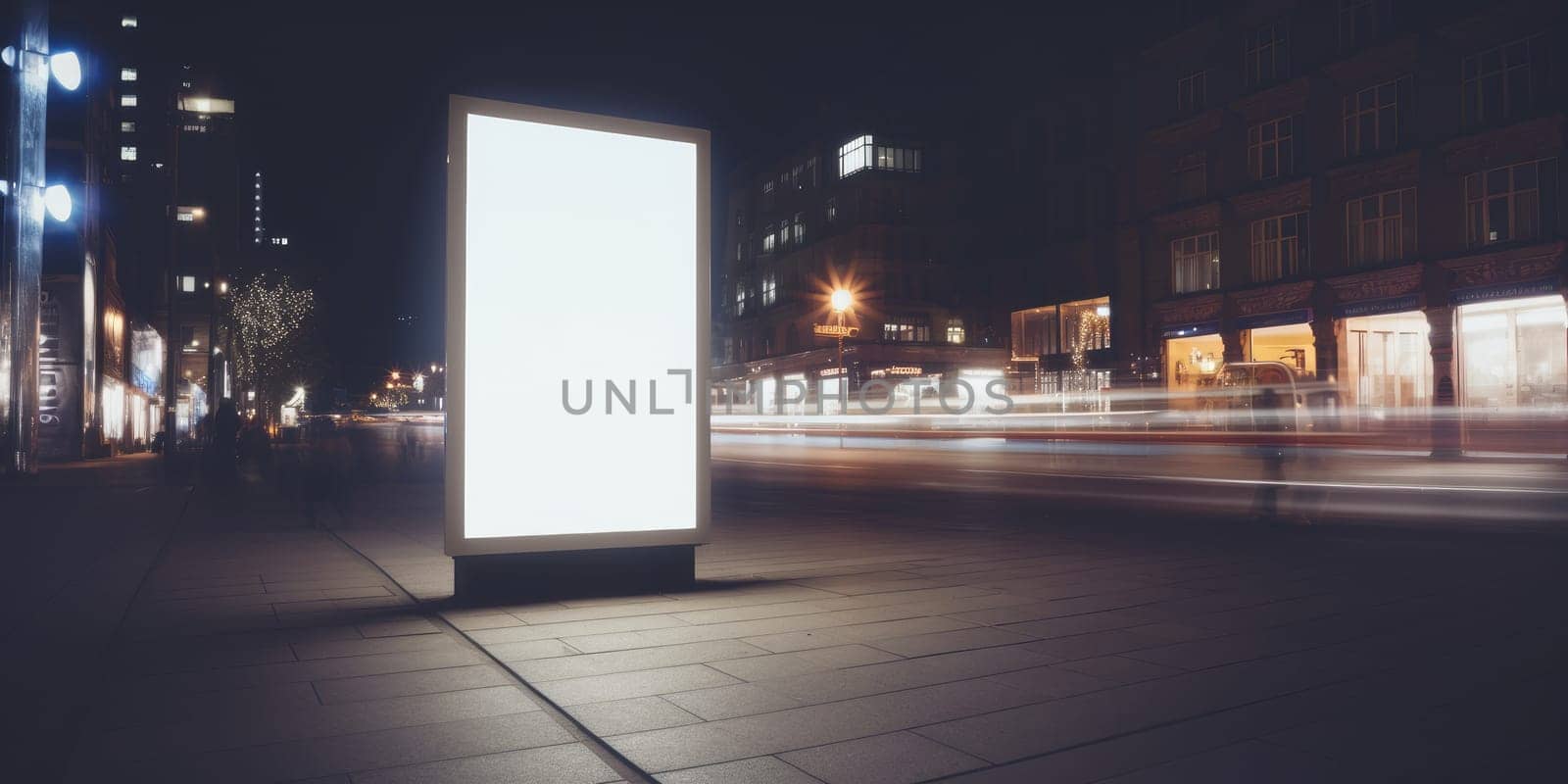 Blank white billboard signage, empty info banner, street banner. Mock up for advertisement. Generated by AI.