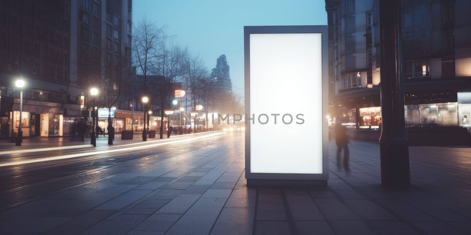 Blank white billboard signage, empty info banner, street banner. Mock up for advertisement. Generated by AI.