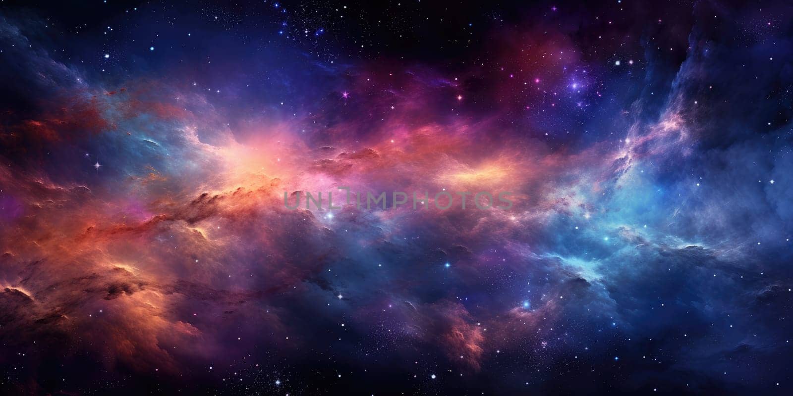 Nebula stardust wallpaper, blue, purple and magenta galaxy. Generative Ai by nateemee