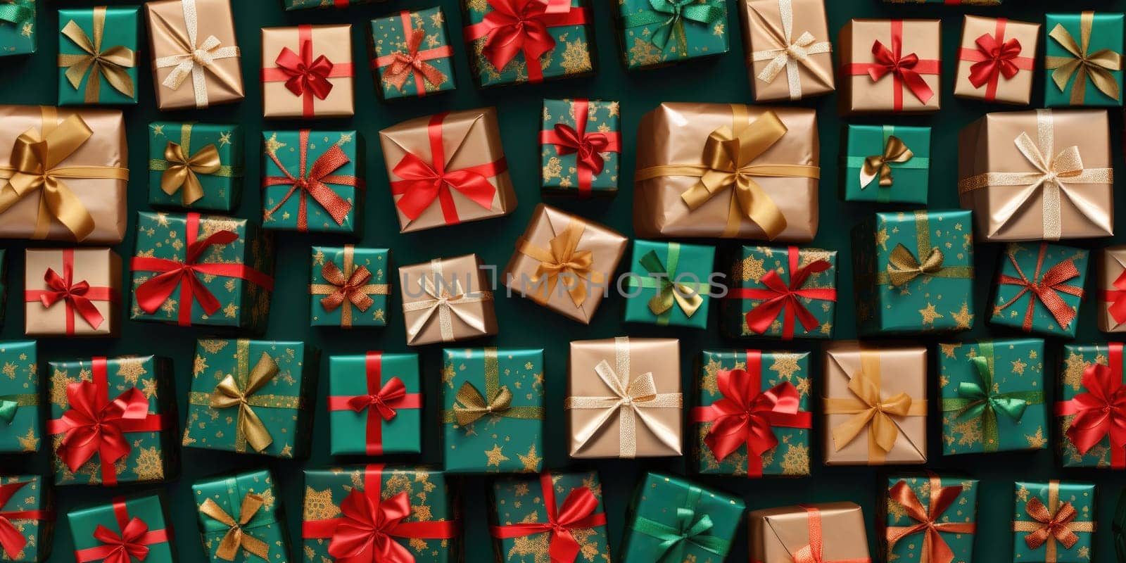 Set of gift boxes arranged on background, black friday discount and merry christmas concept. generative ai.