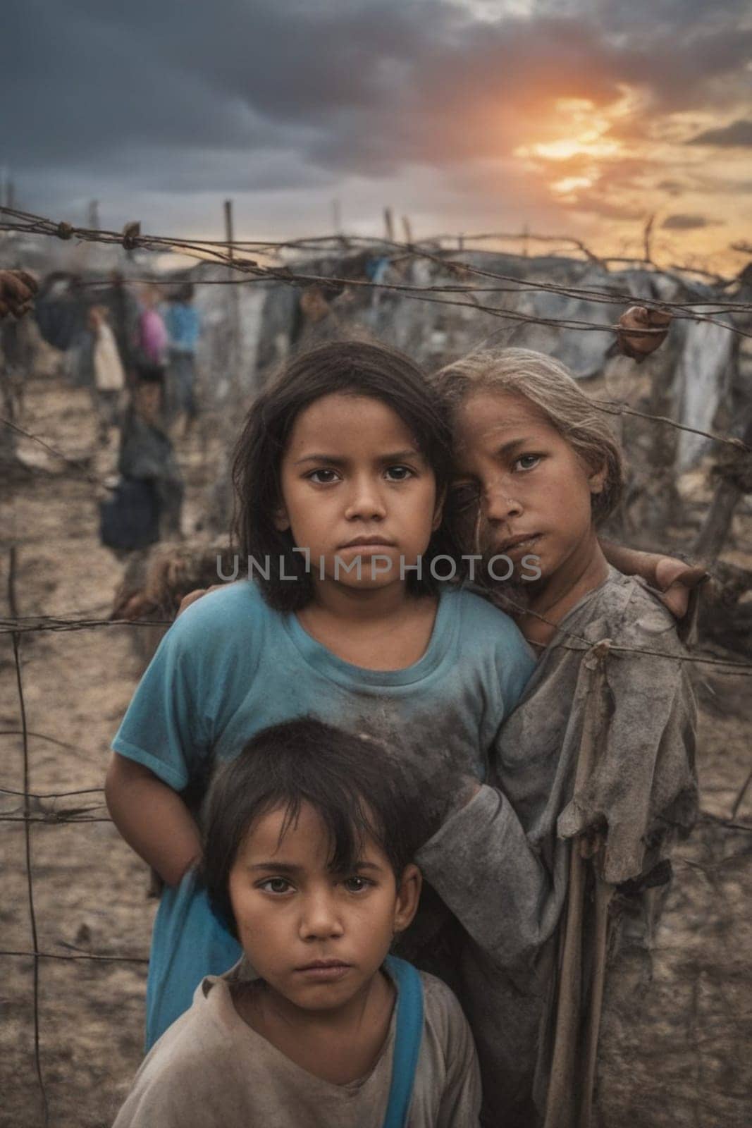 dirty face deep look sad children at refugee camp, war, climate change, and global politics concept by verbano
