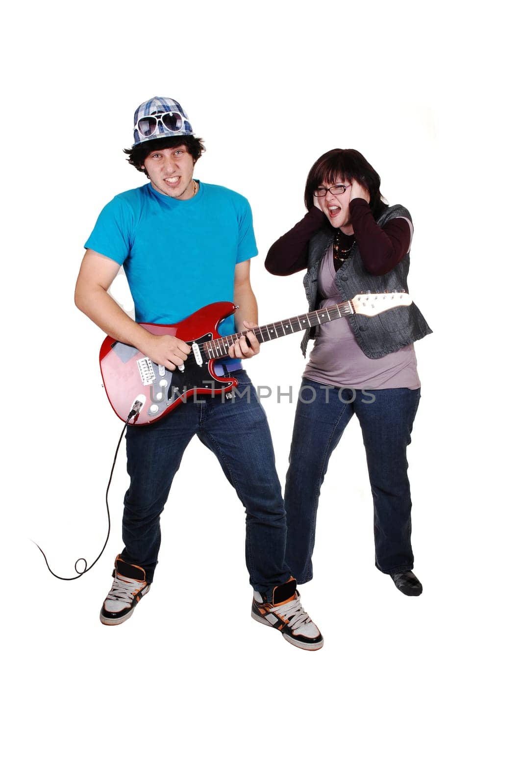 Teen boy with guitar.