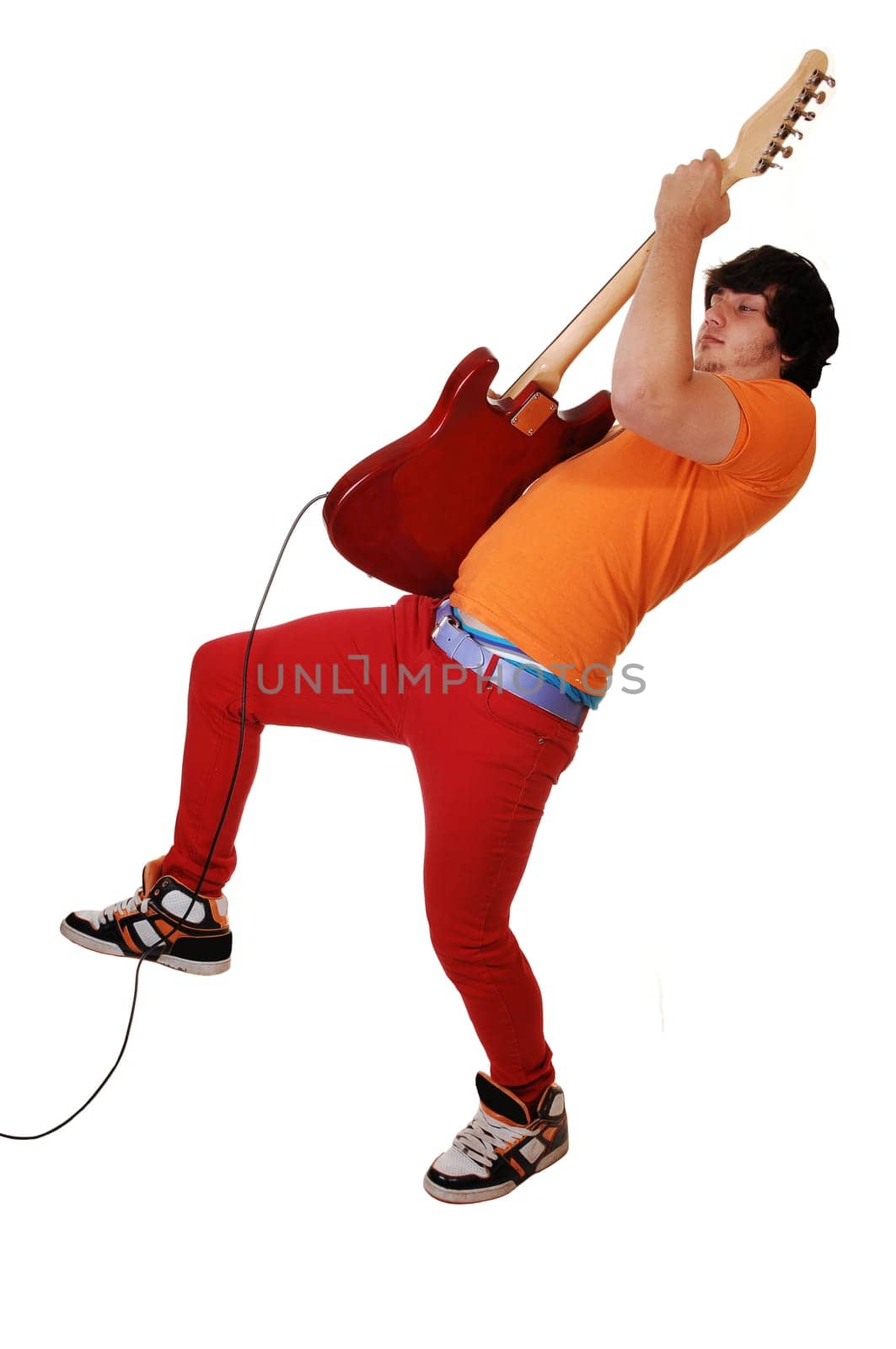Teen boy with guitar.