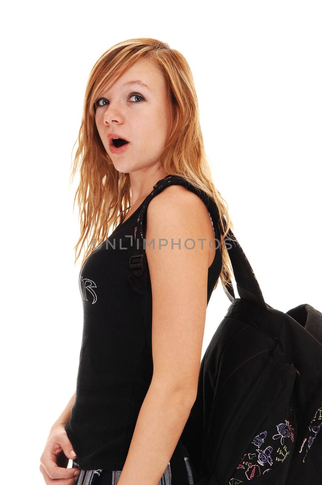 Schoolgirl with back bag.