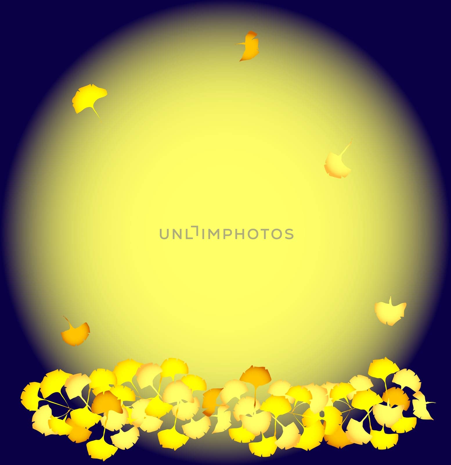fullmoon and  ginkgo leaf