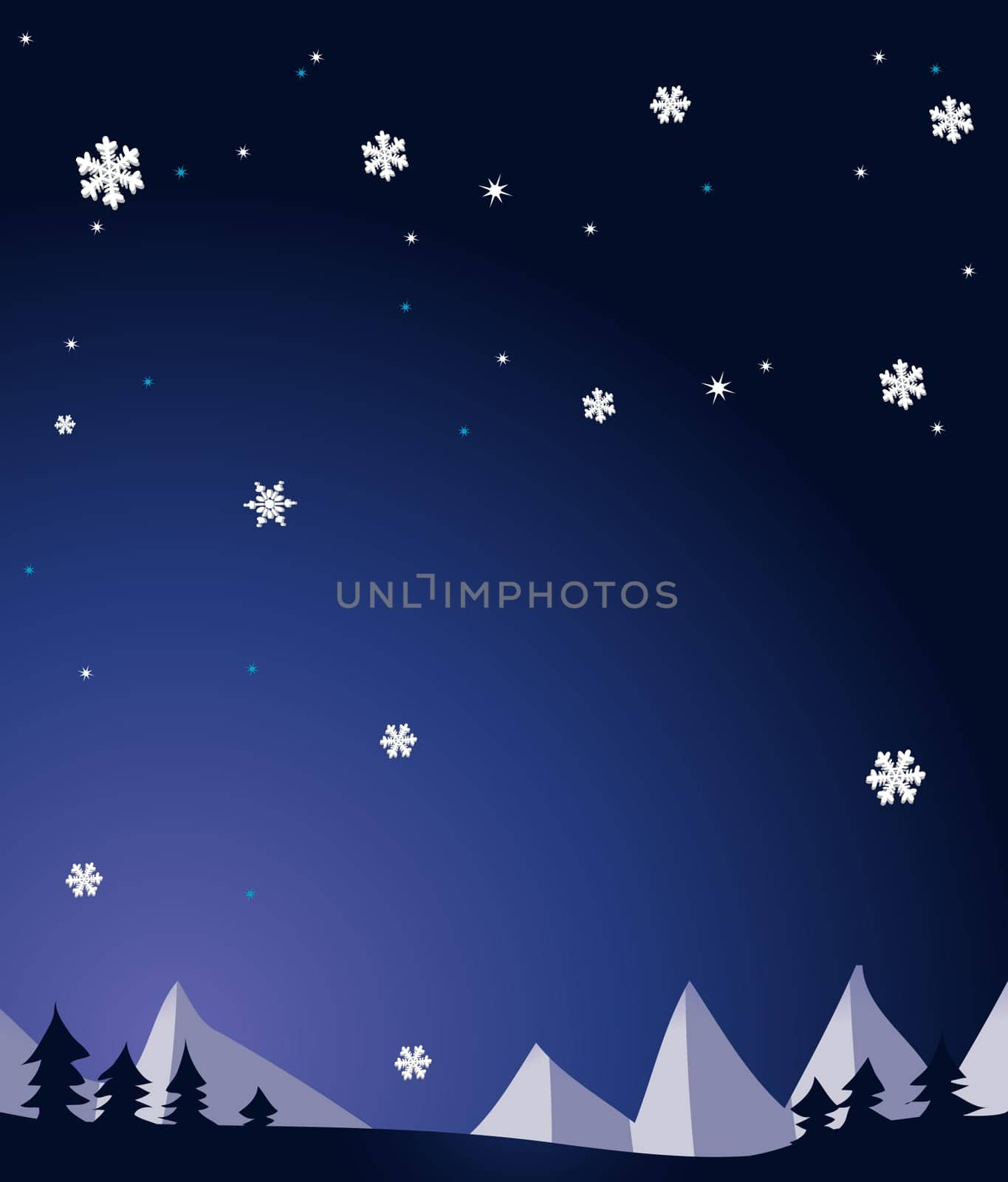 Snow mountain at night