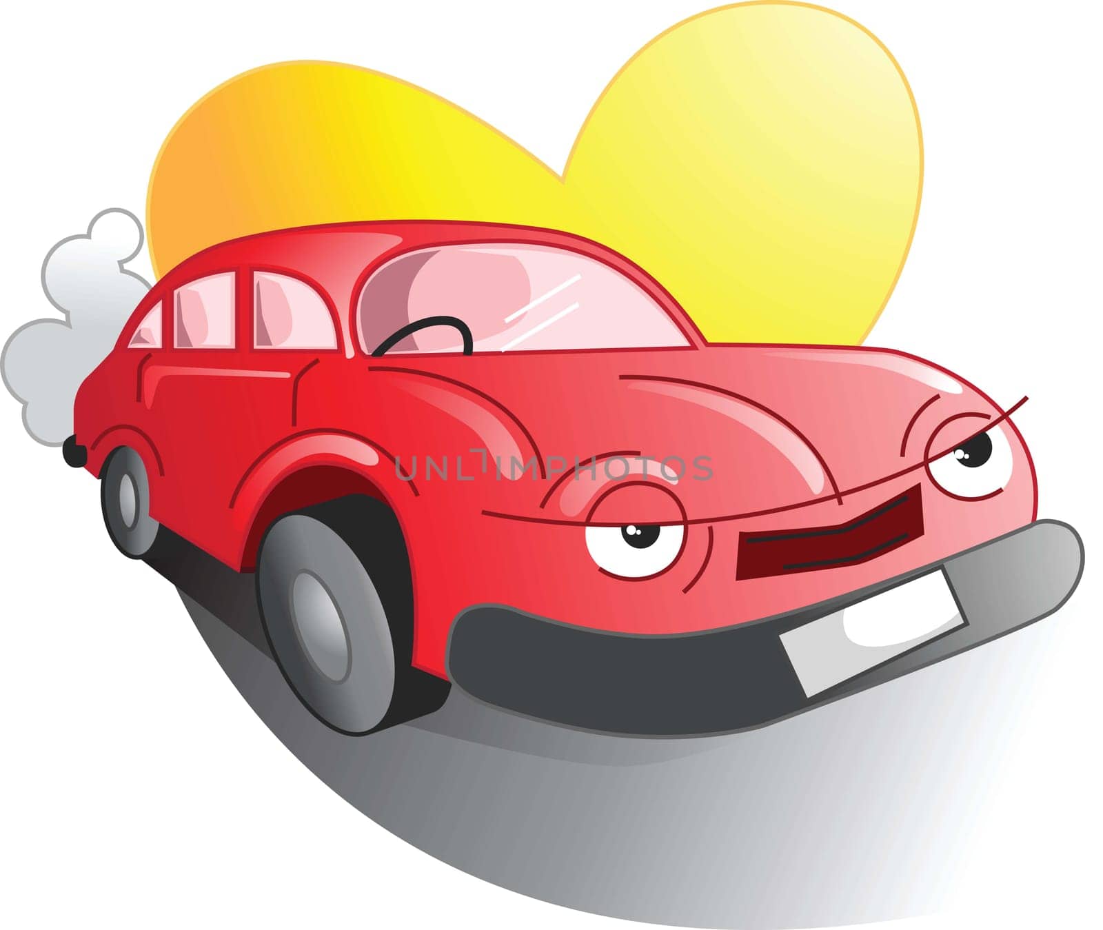 Illustration of car in a love symbols