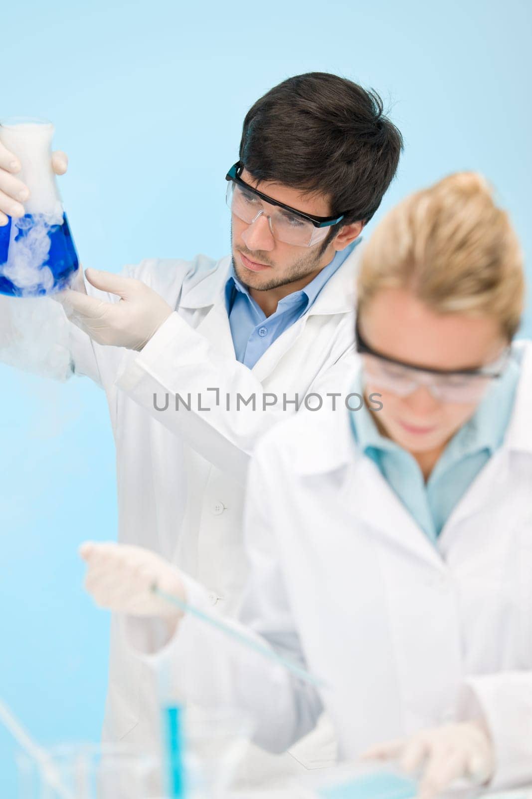 Flu virus experiment - scientist in laboratory