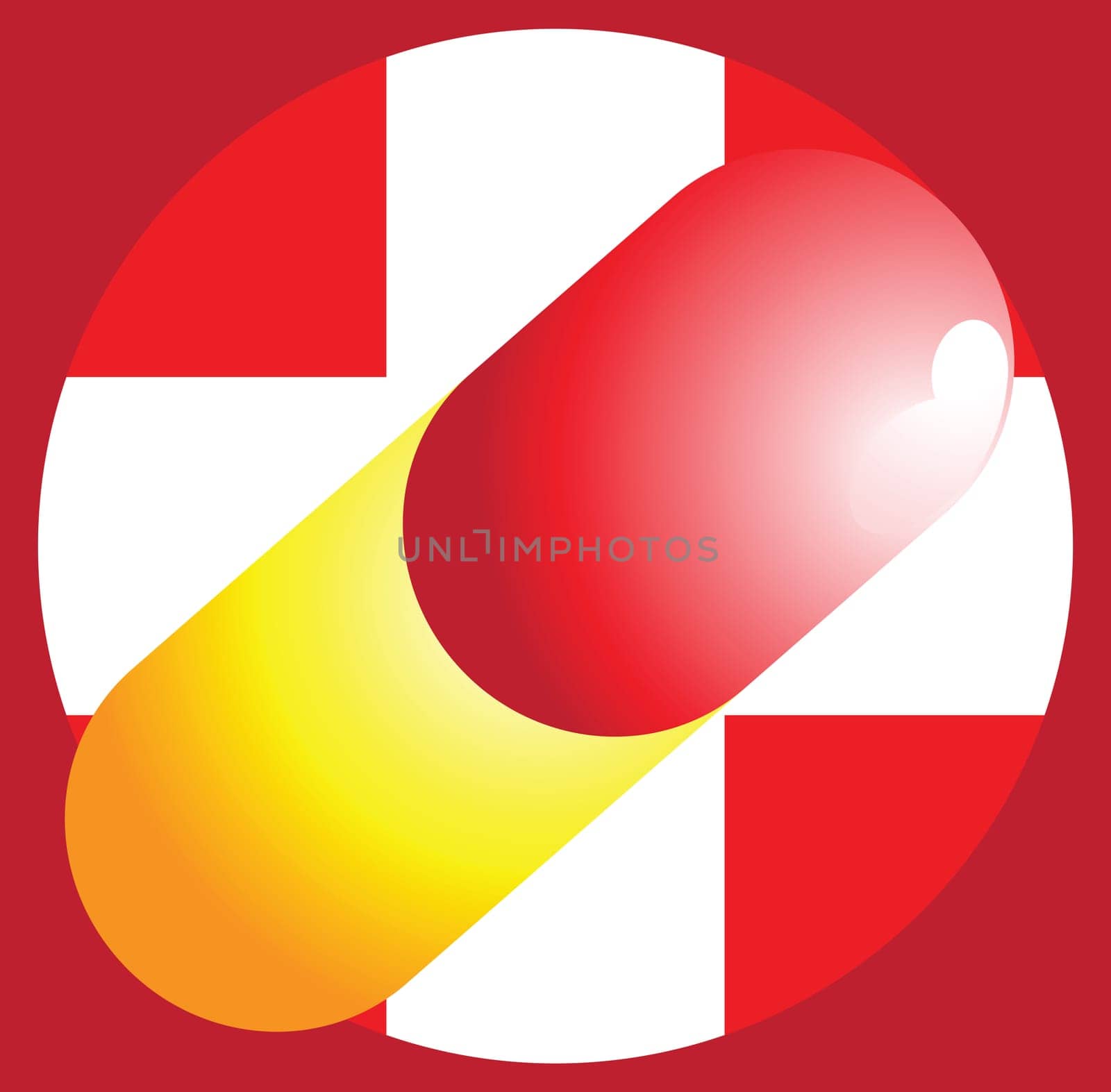 Capsule and cross symbol
