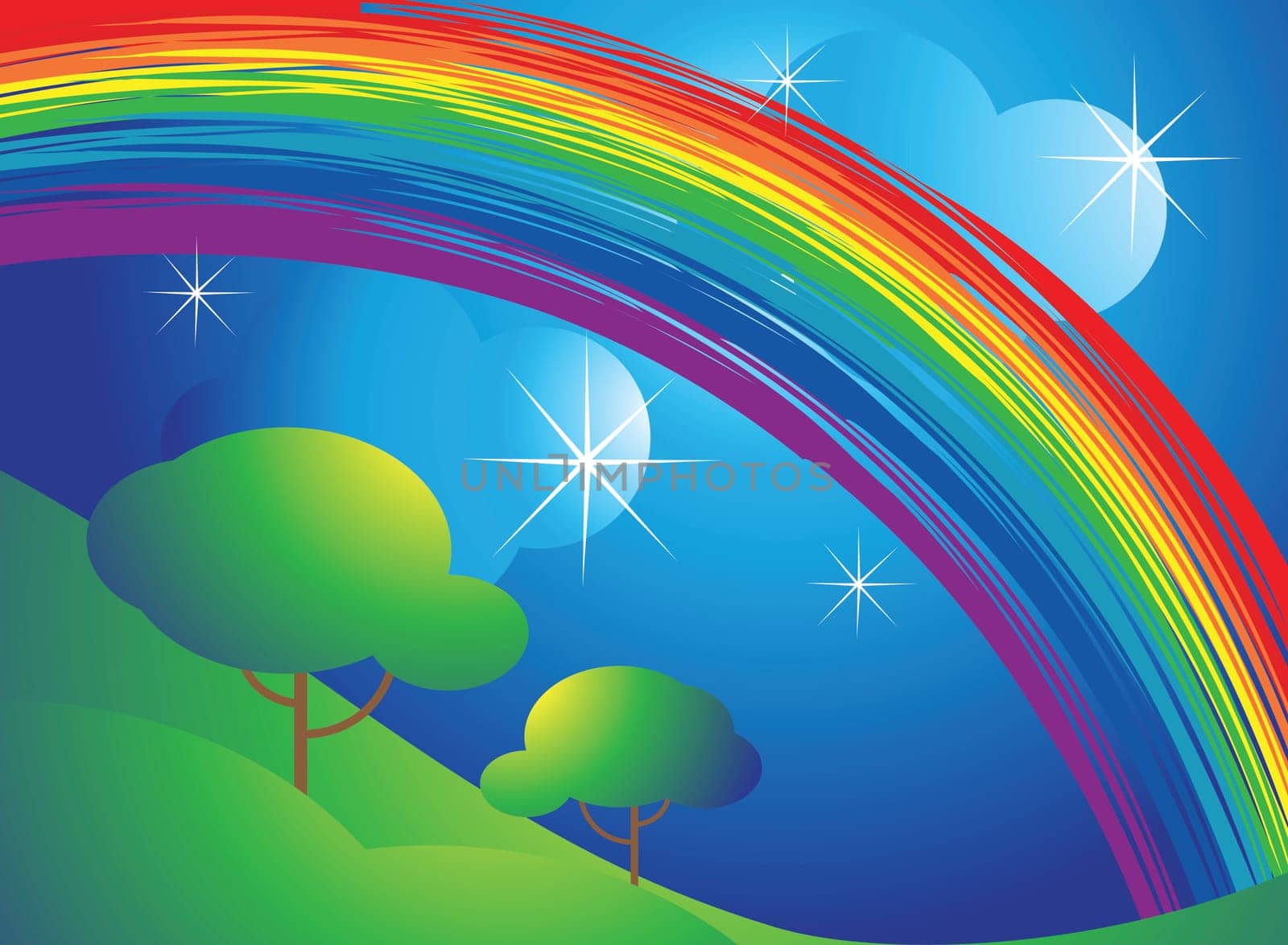 Multicoloured rainbow with nature