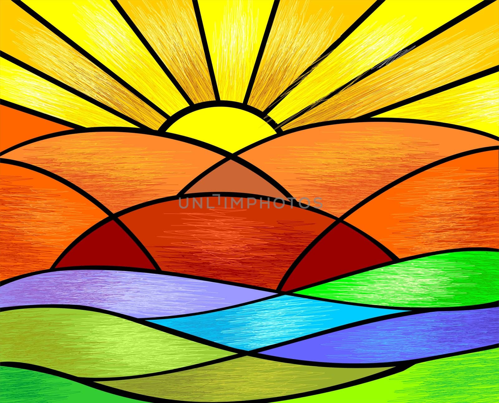 Digital painting of sun