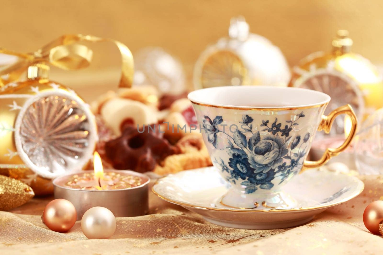 Tea for Christmas with sweet cookies
