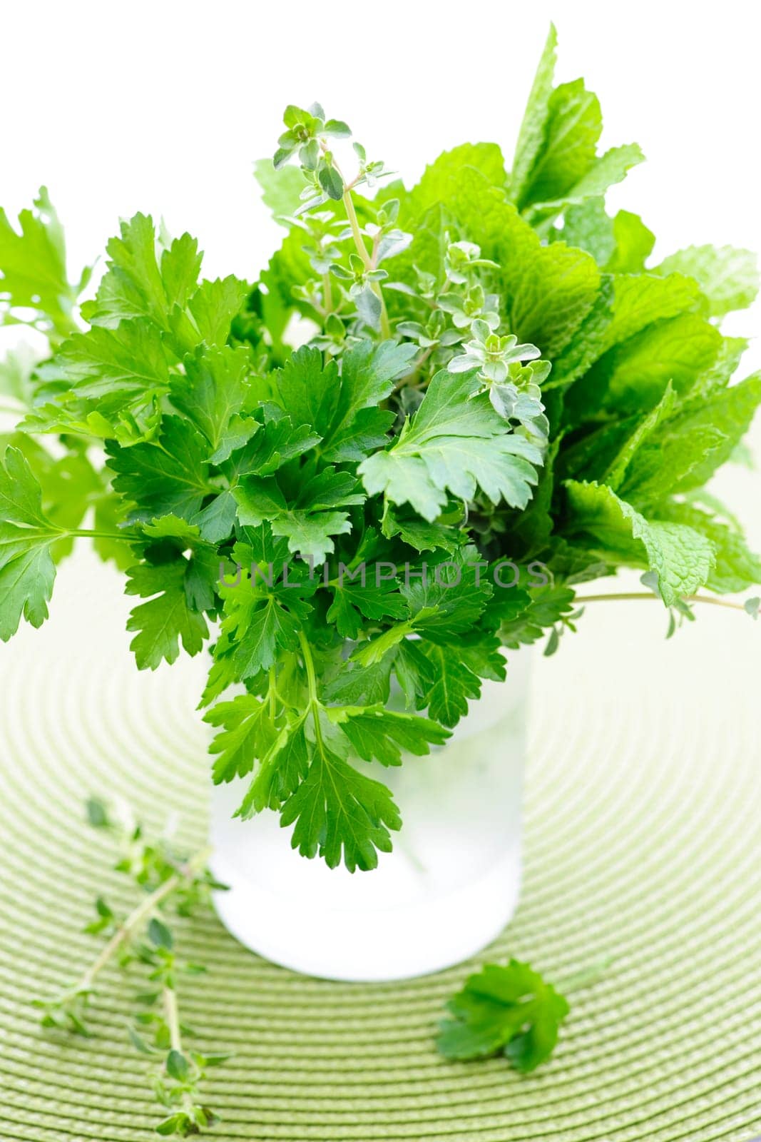 Fresh herbs in a glass