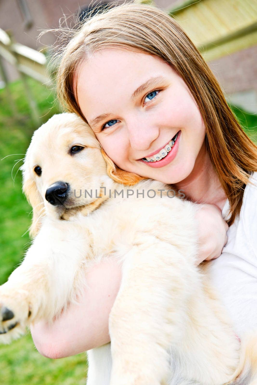 Girl with puppy