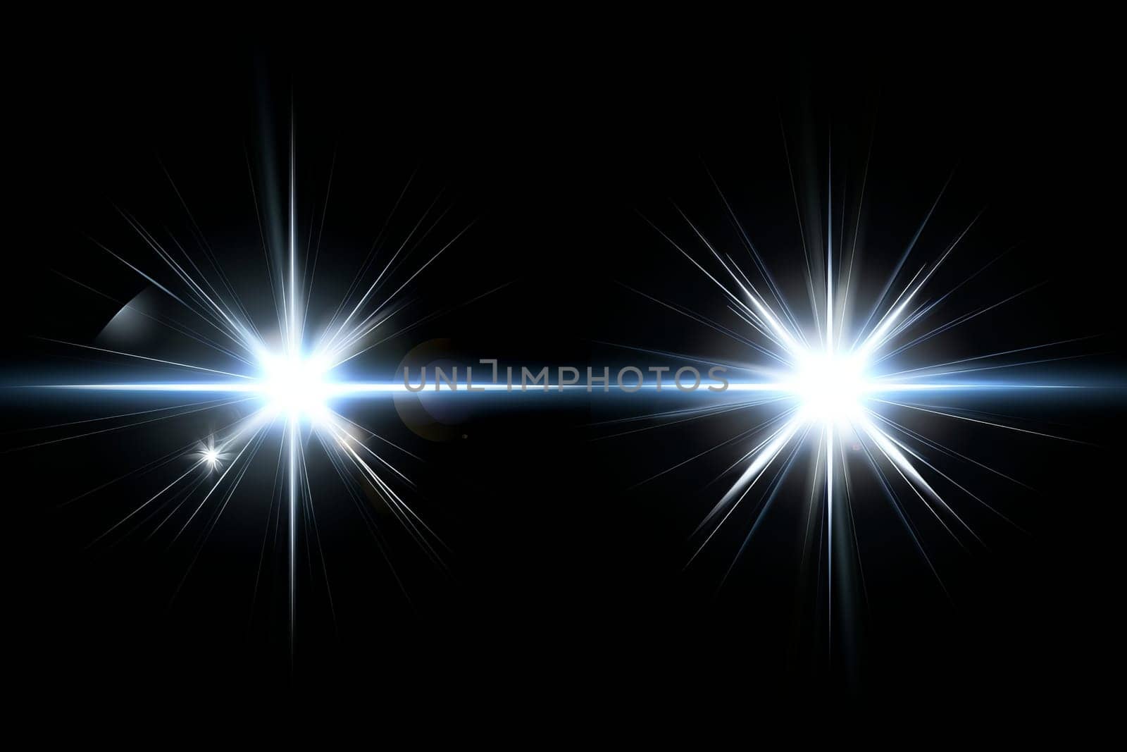 Dual starbursts with radiant light effects and dark background.