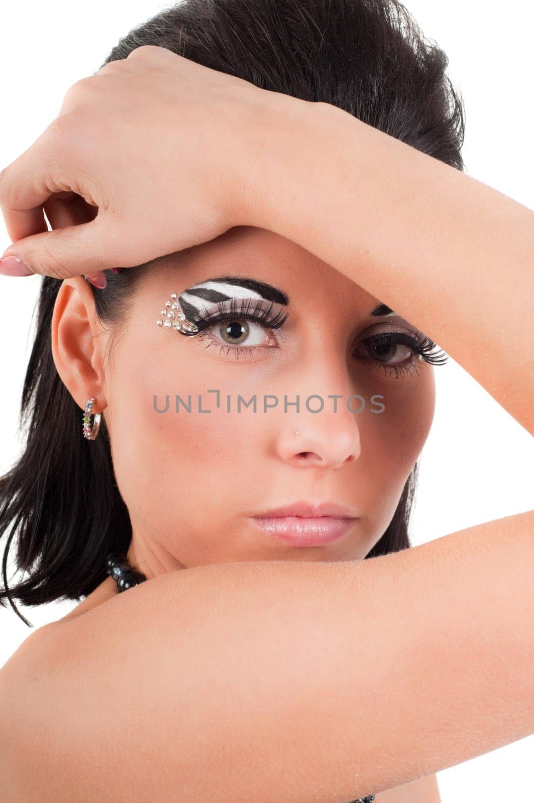 Woman with color face art