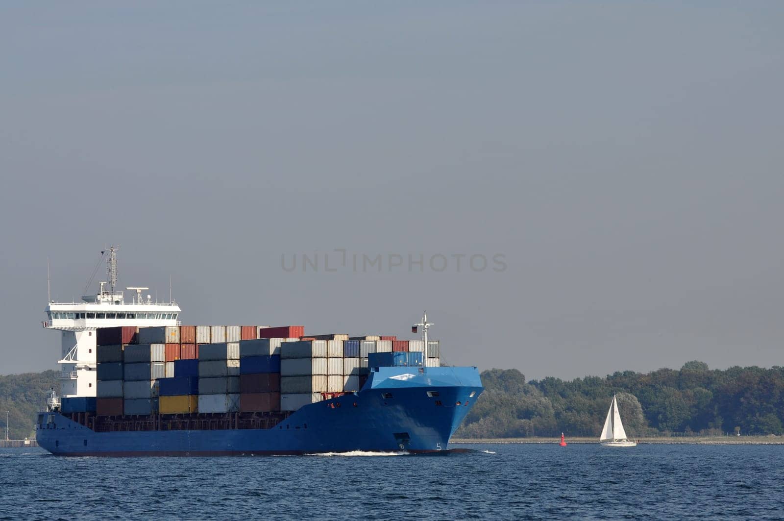 Container ship on the Kiel Fjord