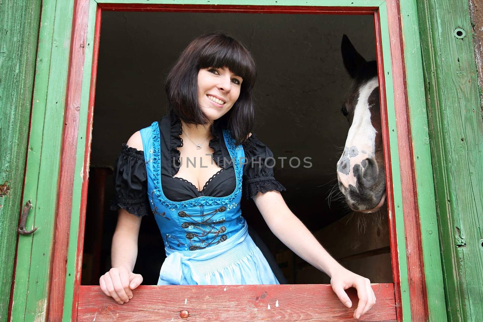 In the horse stable