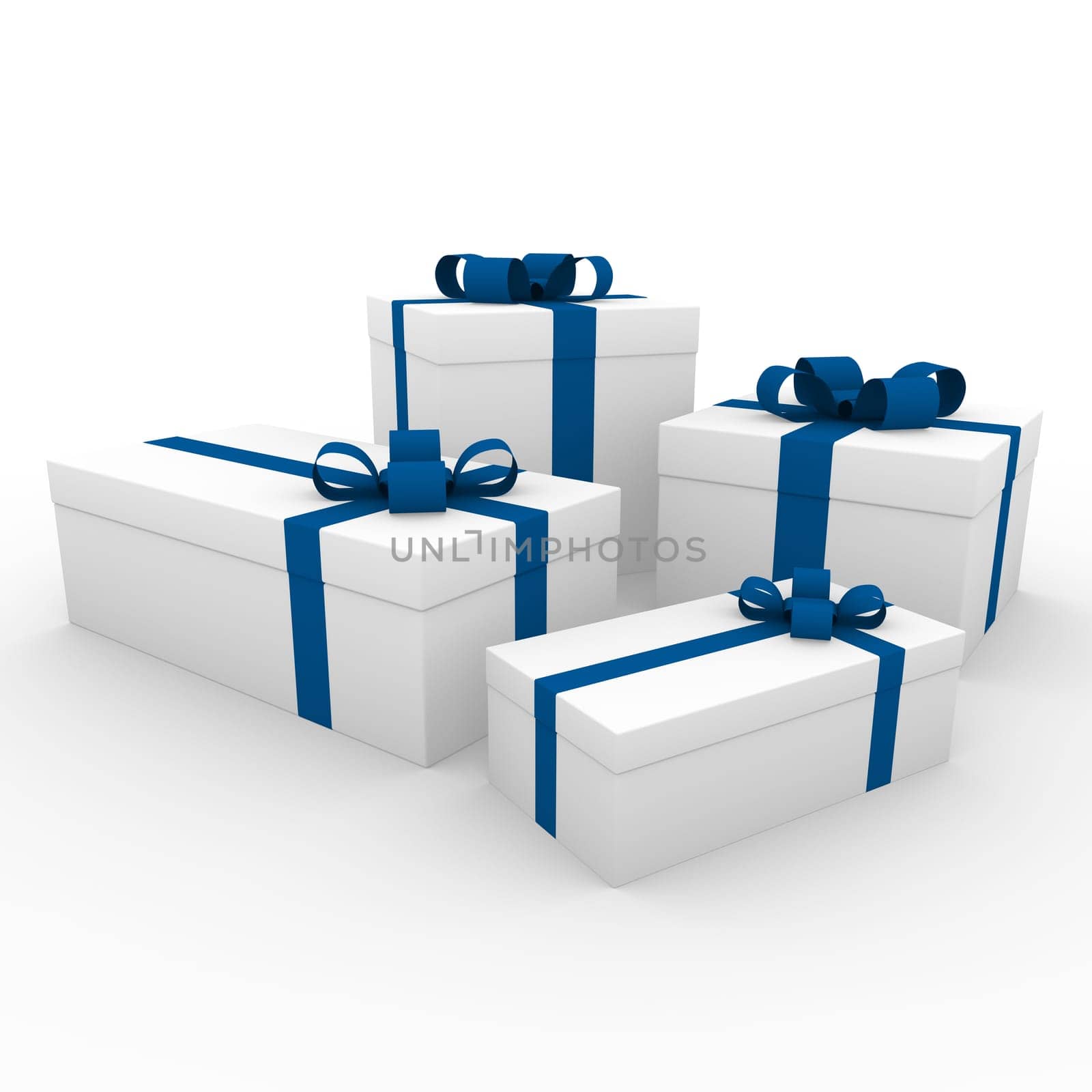 3d blue white gift box