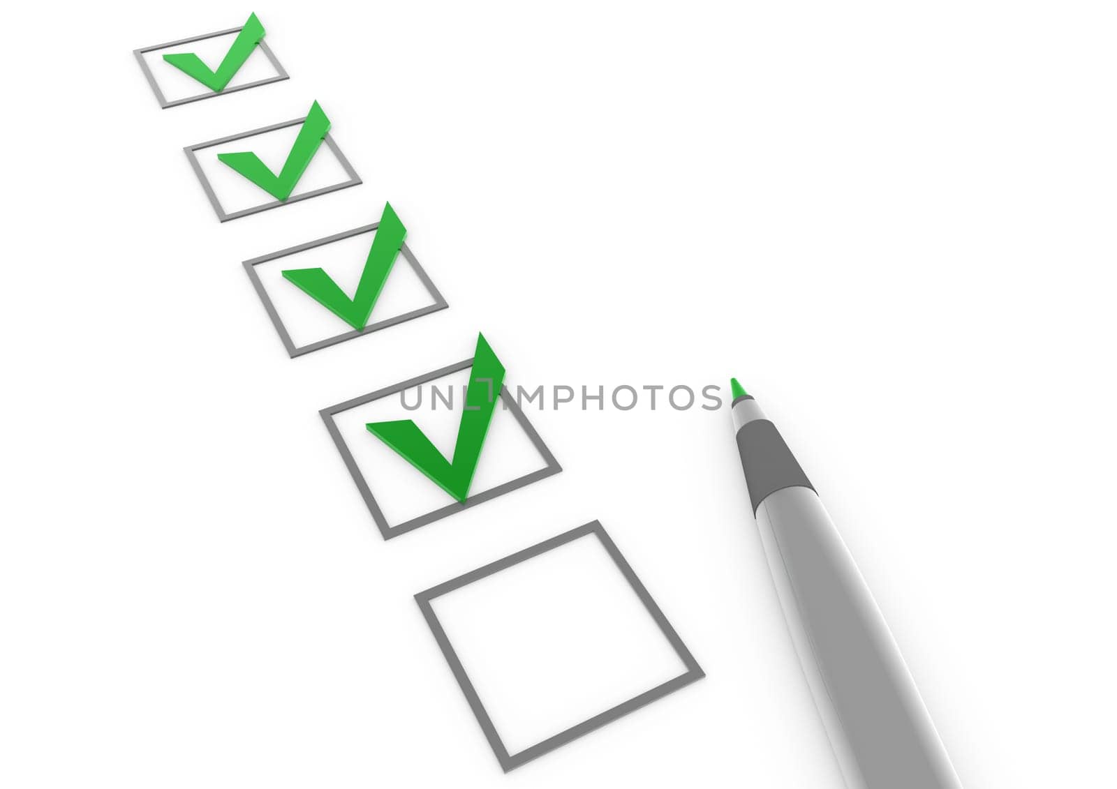 3d check box pen white background