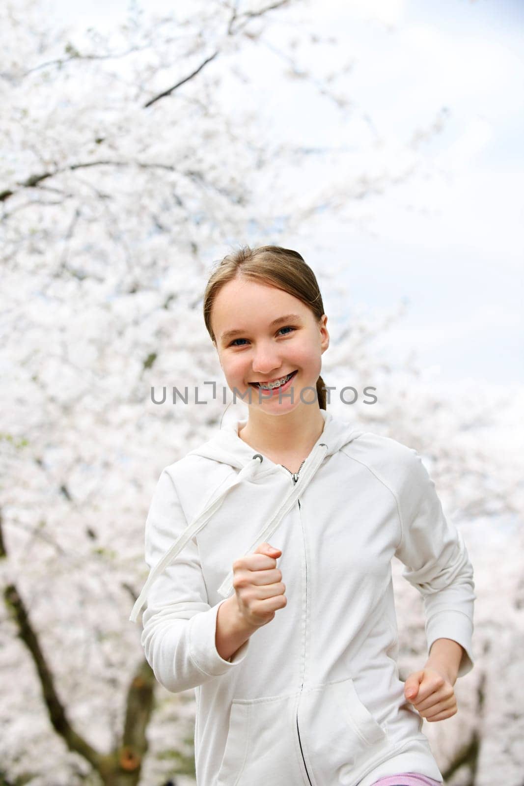 Girl jogging in park