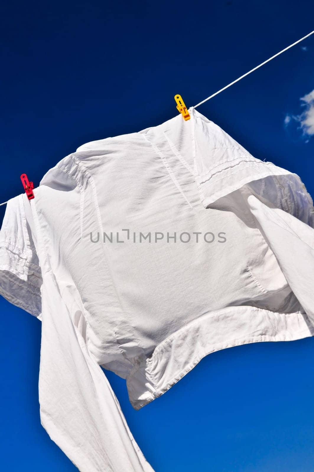 White shirt on clothes line