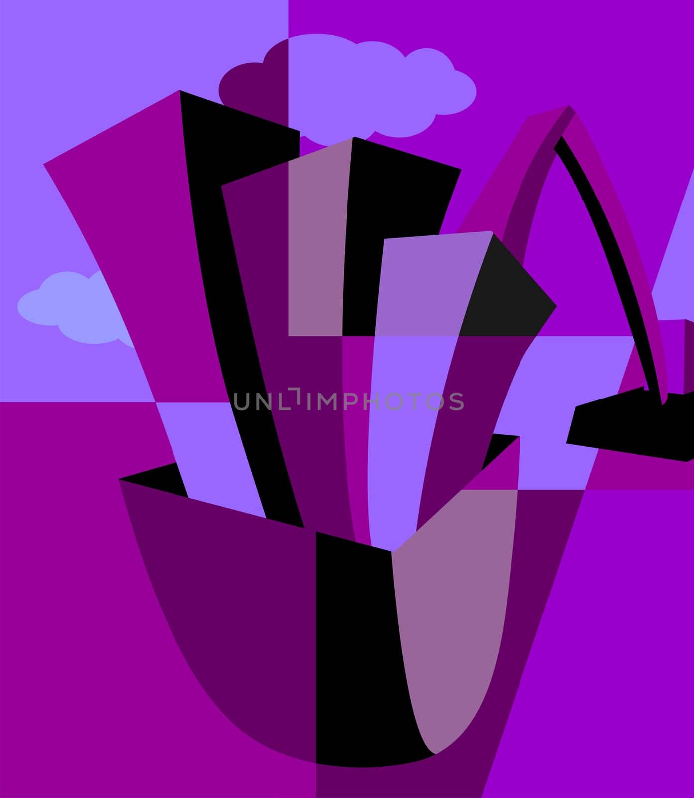 Digital painting of excavator operating.