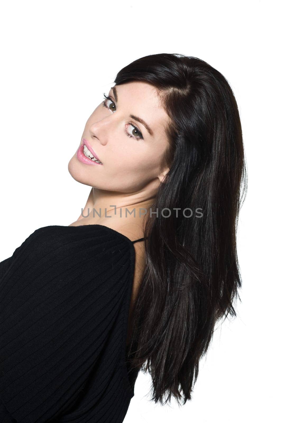 woman beautiful portrait  studio  smiling