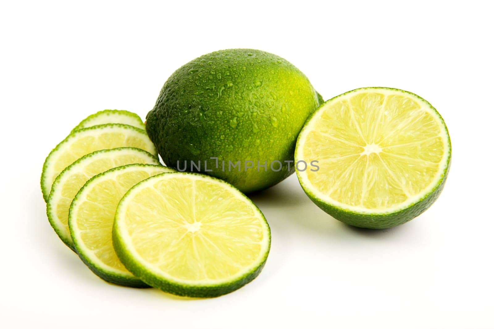 fresh lime with half and slices