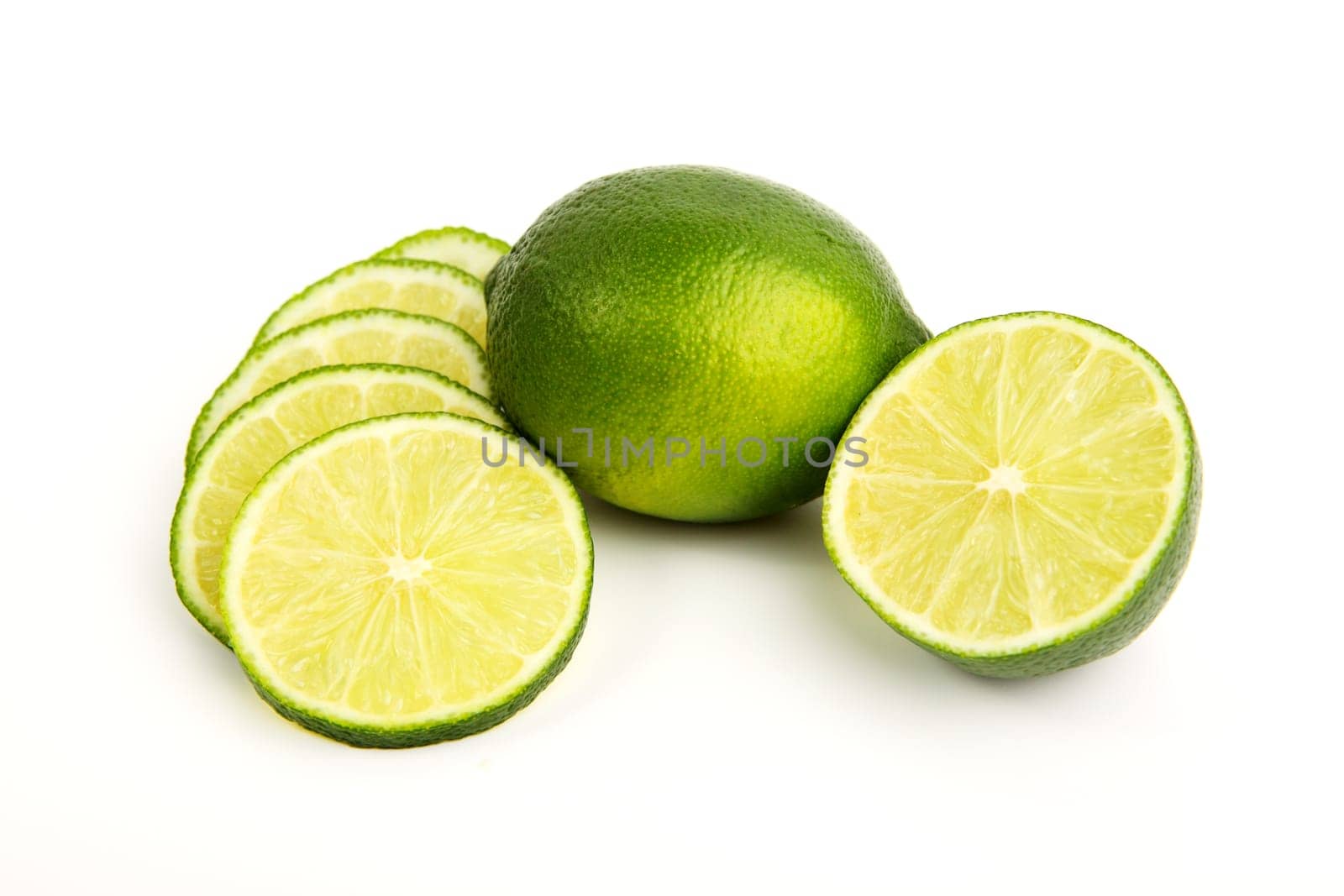fresh lime with half and slices
