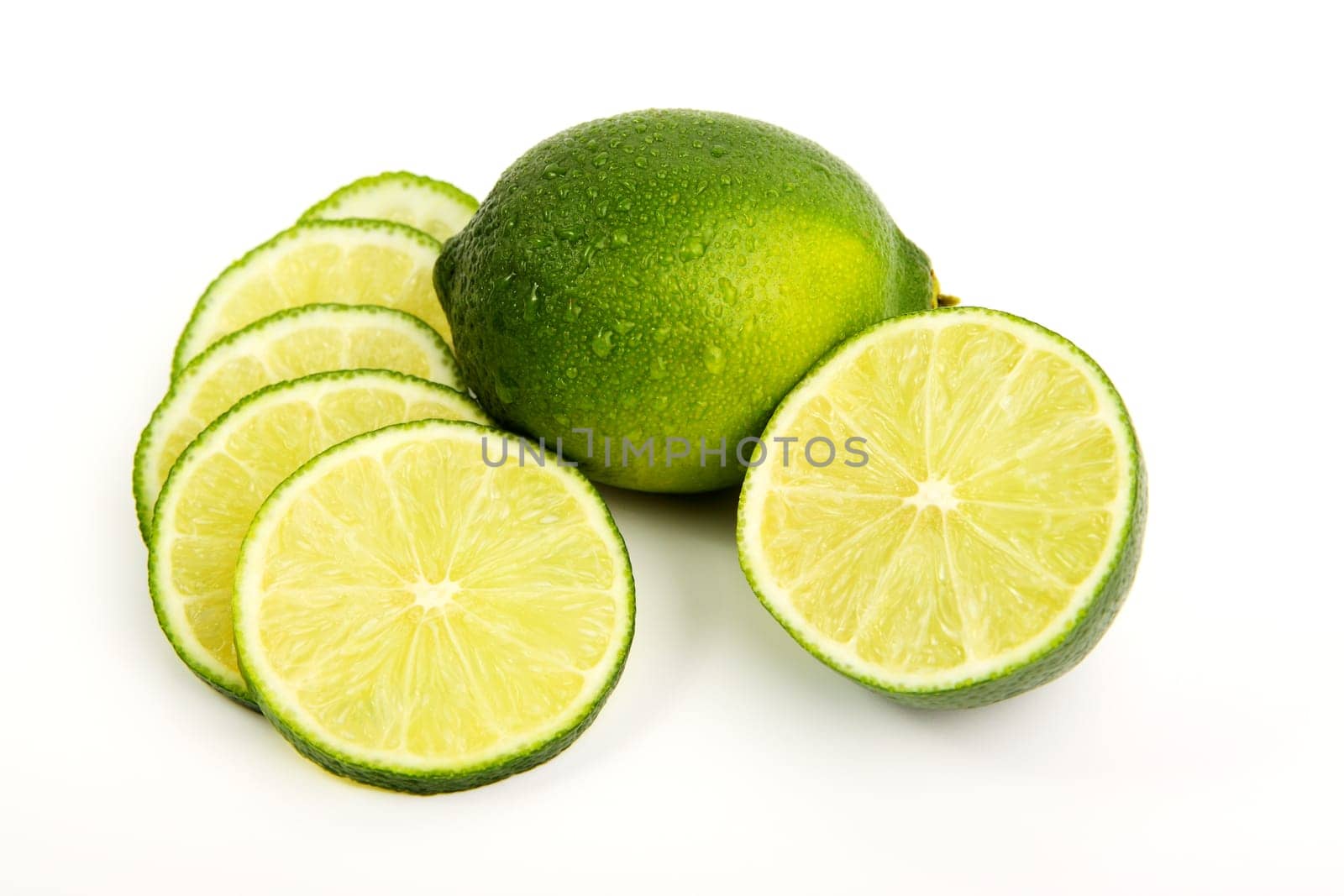 fresh lime with half and slices