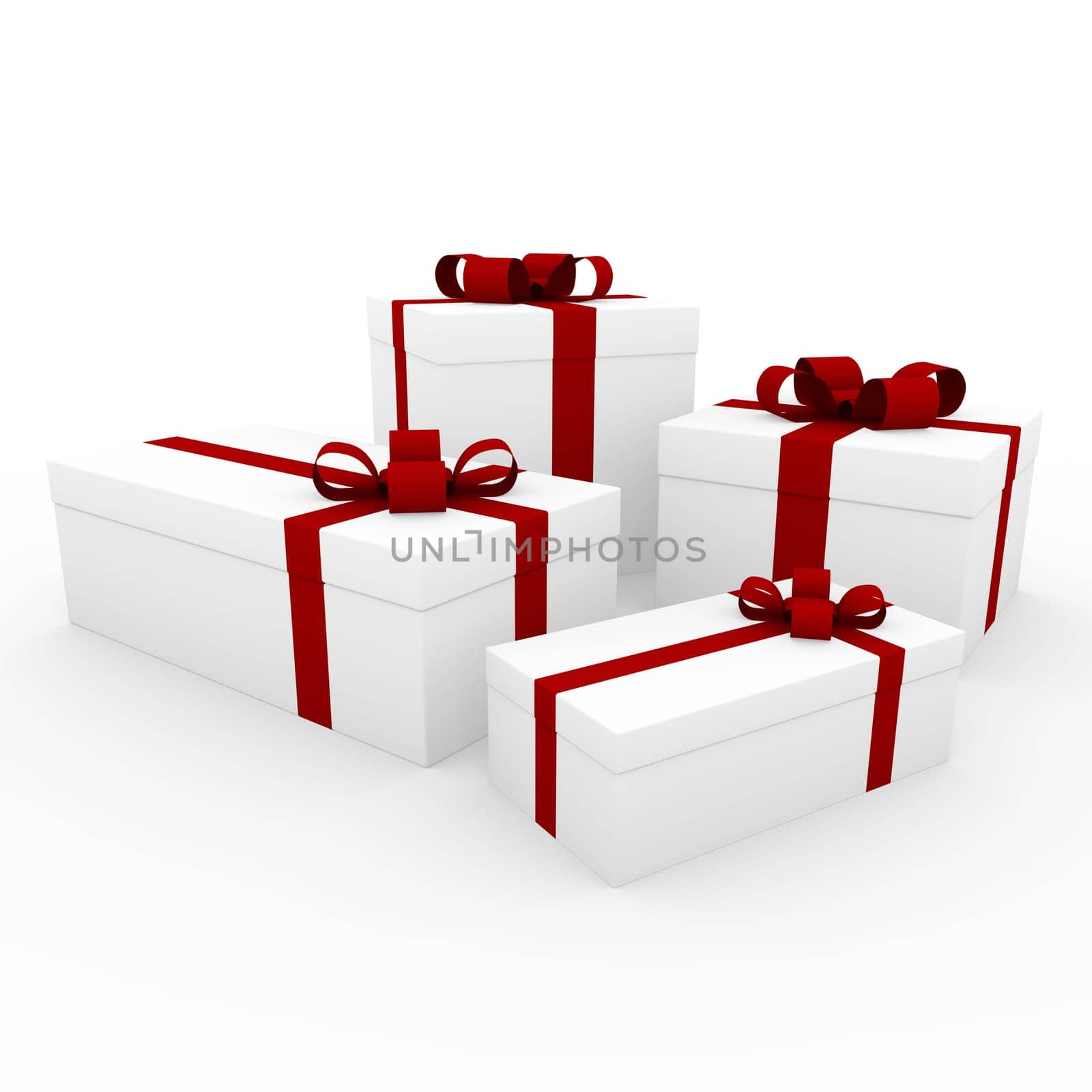 3d red white gift box