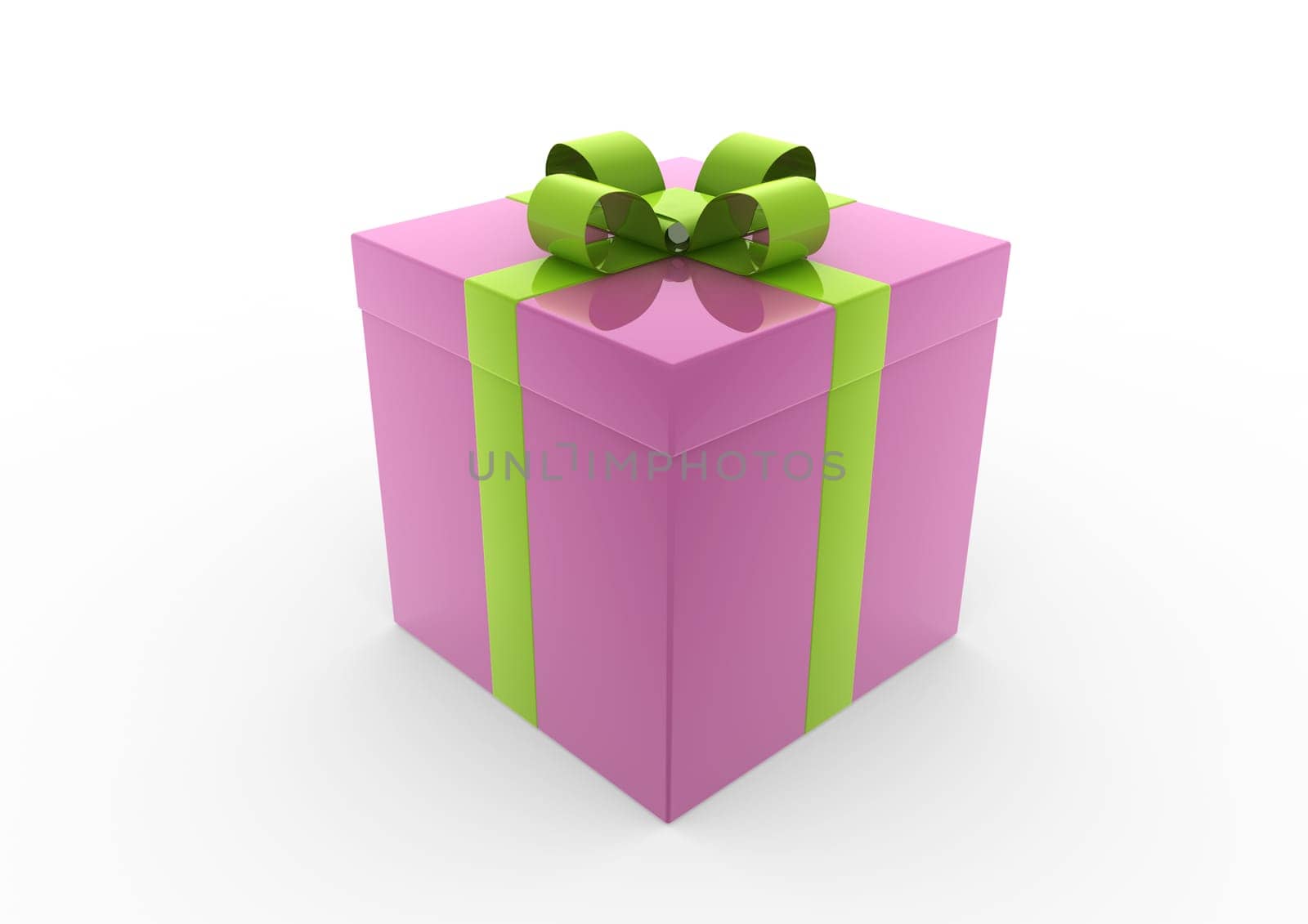 3d pink green white gift box